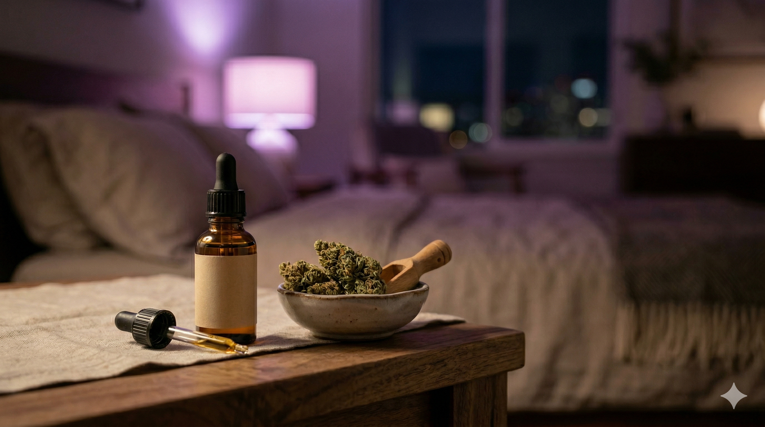 CBD naturel pour le stress, le sommeil et la relaxation avec produits premium Herbeevor dans un environnement apaisant