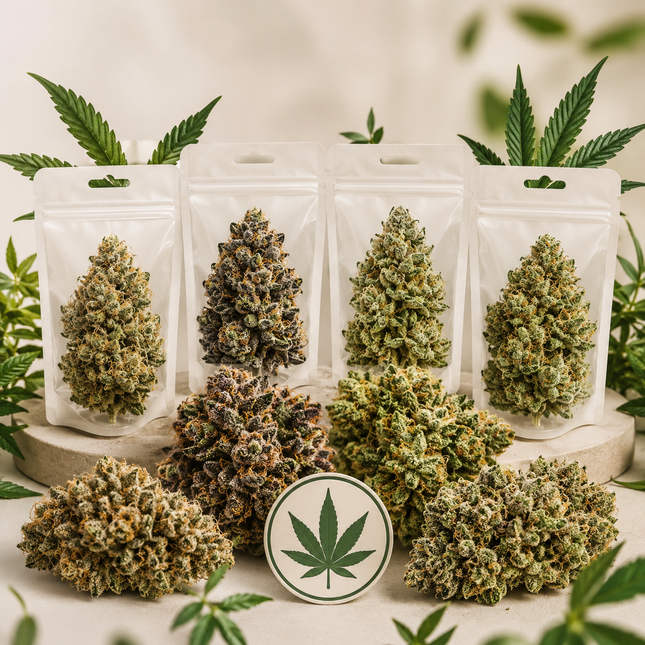Lot de fleurs CBD et CBN Herbeevor avec Amnesia CBN, Bubble Gum, Cannatonic et Black Sugar Rose à -40%